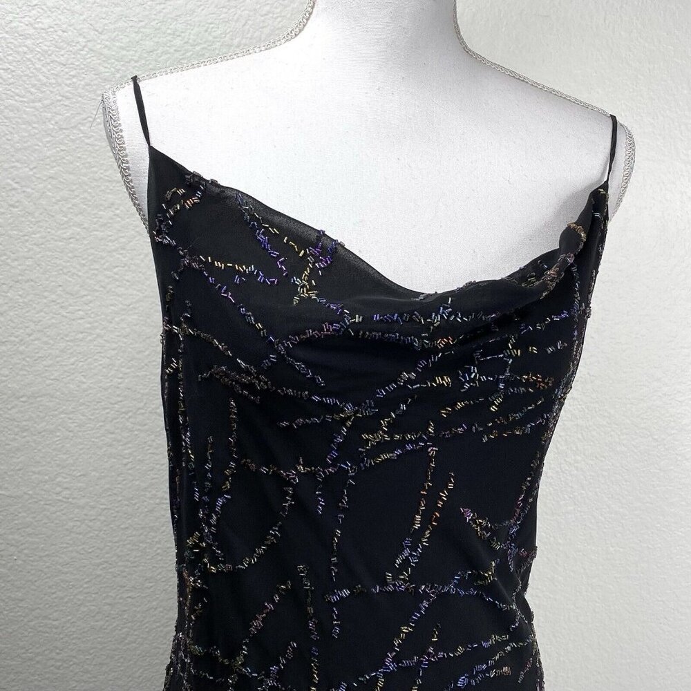 Rue De La Paix Dress Women's Black Sz 30 M Rainbow Beaded Asymmetrical Hem Fairy - Picture 5 of 16